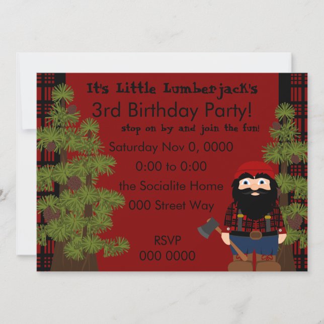 Convites Lumberjack Gnomo (Frente)