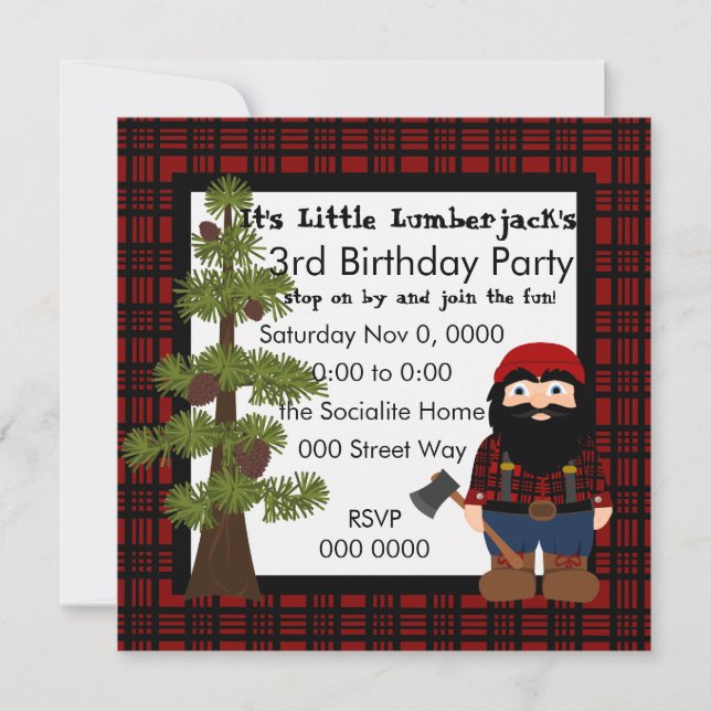 Convites Lumberjack Gnomo (Frente)