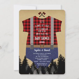 Convites Lumberjack Red Buffalo Baby Chá de fraldas
