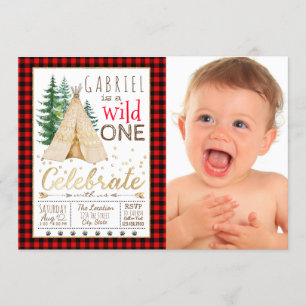 Convites Lumberjack Selvagem Um Tribal TeePee Primeiro Aniv