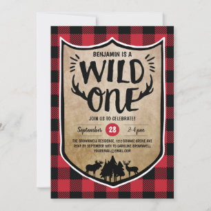 Convites Lumberjack Wild One Boys - Festa de primeiro anive
