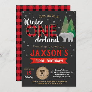Convites Lumberjack Winter Onederland Birthday Invances