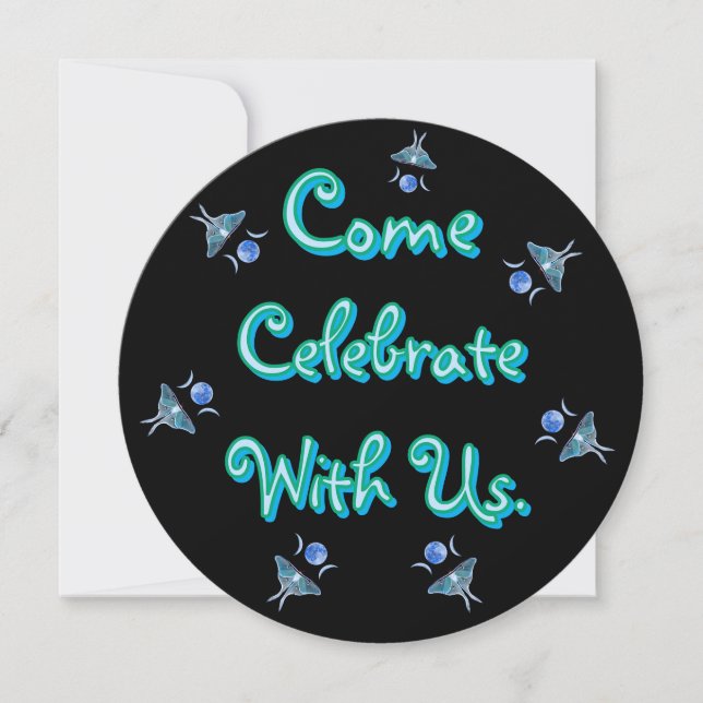 Convites Luna Moth Triple Moon Vem Celebrar Conosco (Frente)