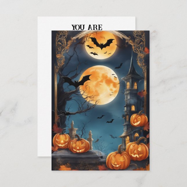 Convites Lunar Lure: Personalize seu Inv Halloween Encantad (Frente/Verso)