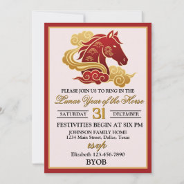Convites Lunar Year of the Horse New Years Eve Party