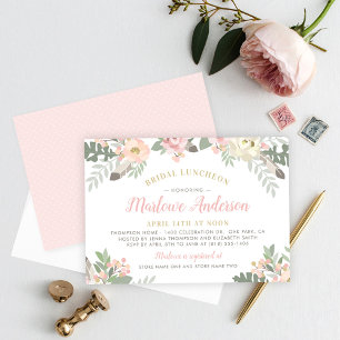 Convites Lunchedo Bridal, Rosa e Dourado, Floral Boho
