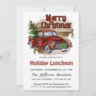 Convites Lunchedo de Feriado Vermelho do Natal da Retro-Rú