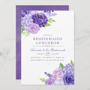 Convites Luncheia de Bridesmaids Ultra Violet Watercolor