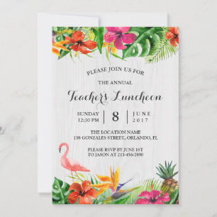 Convites Luncheon do Professor  Floral Tropical Flamingo