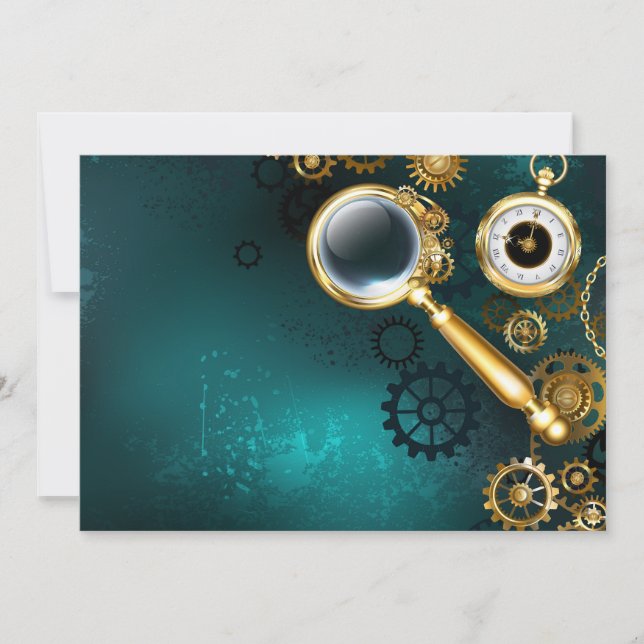 Convites Lupa no estilo Steampunk (Frente)