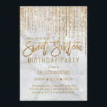 Convites Lúpulo Dourado Látea Pearl Marble Sweet 16<br><div class="desc">Este convite de aniversário glamouroso e luxuoso dos Dezesseis é o design perfeito para o evento especial de sua jovem adolescente. Apresenta uma cortina de borda brilhante, de ouro falso, com tipografia falsa de brilho sobre um fundo elegante de mármore branco. É um elegante, chic, trendy, e moderno design de...</div>