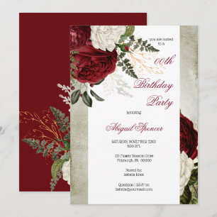 Convites Lush Burgundy - Festa de aniversário Floral para A