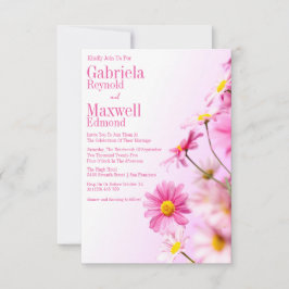 Convites Lush Elegante Nature Pink Daisy Weding