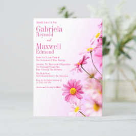 Convites Lush Elegante Nature Pink Daisy Weding