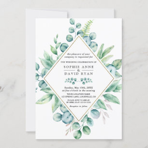Convites Lush Eucalyptus Deixa Casamento Dourado Diamond
