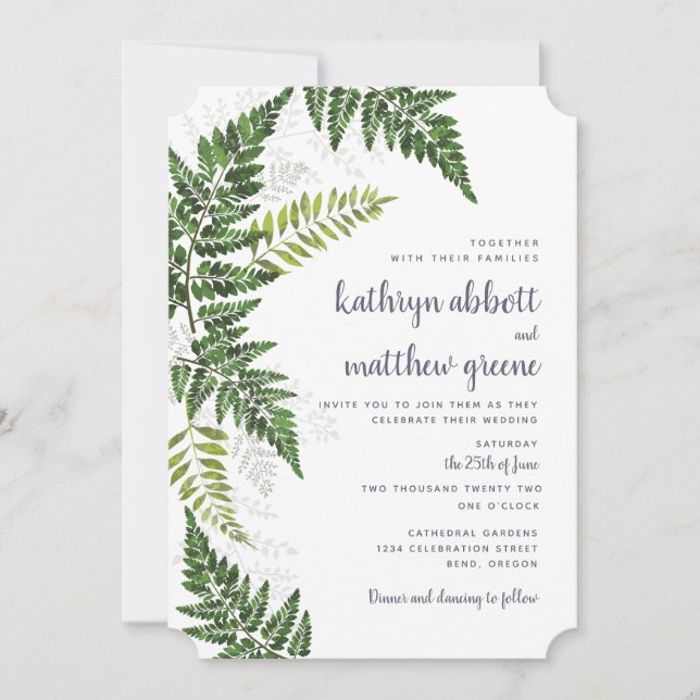 Convites Lush Fern Wedding Suite (Frente)