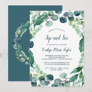 Convites Lush Greenery e Eucalyptus Sip and See