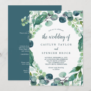 Convites Lush Greenery e Eucalyptus Tudo em Um Casamento