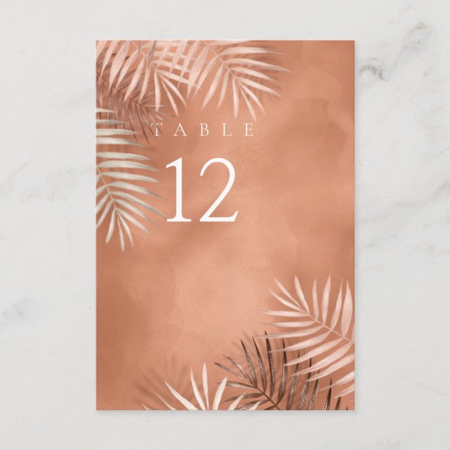 Convites Lush Palm Leaf Wedding Mesa No. Terra Cotta ID956 (Frente)