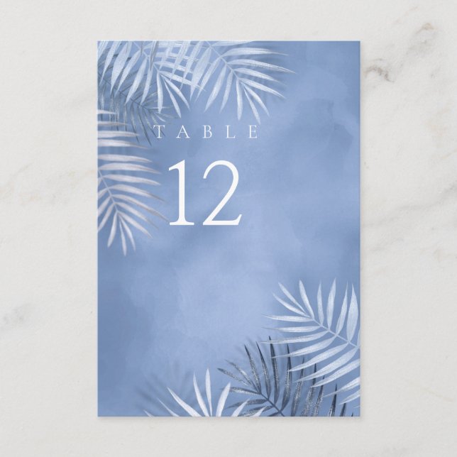 Convites Lush Palm Leaf Wedding Mesa No. Windsor Blu ID956 (Frente)