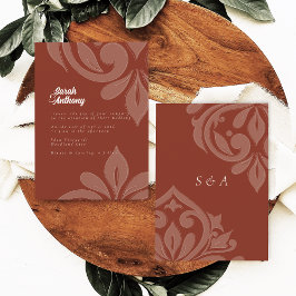Convites Lush Sienna Tasteful Elegant Casamento tema damasc