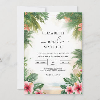 Convites Lush Tropical Archway Romance Weding