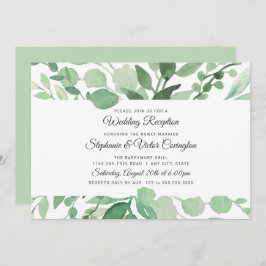 Convites Lush Watercolor recepção de casamento verde apenas