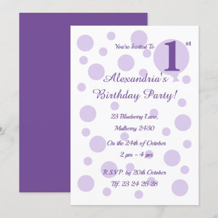 Convites Lusima Roxo Spots and Dots Girls Aniversário