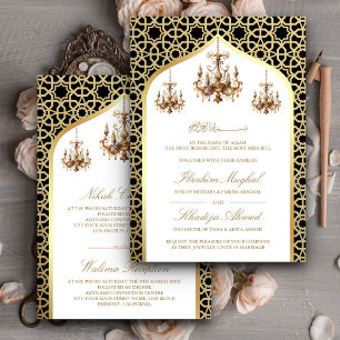 Convites Lustre Antigo Preto Dourado Casamento Muçulmano
