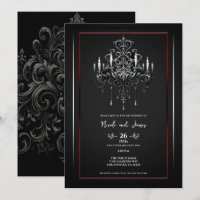 Lustre Cinza Preto Vermelho Assustador Casamento G
