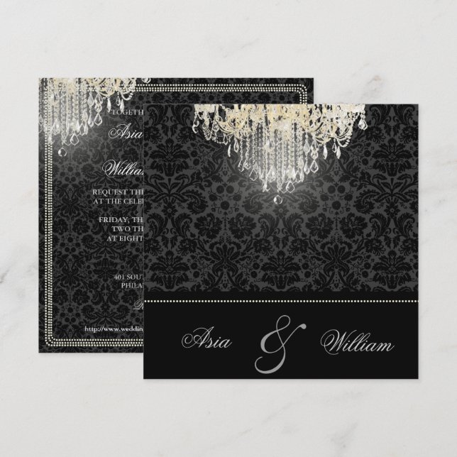 Convites Lustre de cristal PixDezines/damask desiree (Frente/Verso)