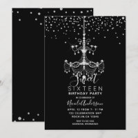 Lustre de Diamante Prateado para Festa Sweet 16