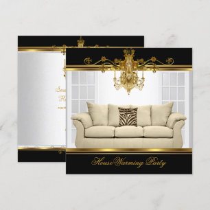 Convites Lustre de festa de aquecimento da casa rico dourad