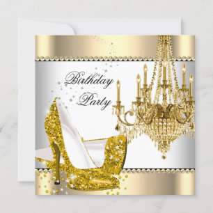 Convites Lustre Elegante Dourado Creme Branco Lustroso Cand