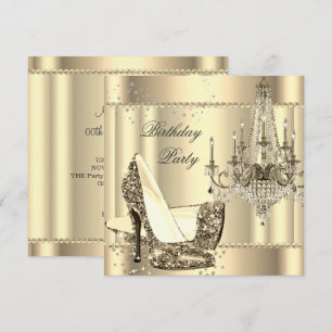Convites Lustre Real Dourado Creme Sépia Elegante para Fest