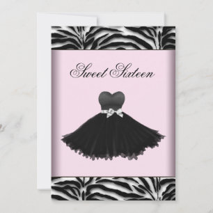 Convites Lustre Zebra Rosa Zebra Aniversário de Dezesseis A