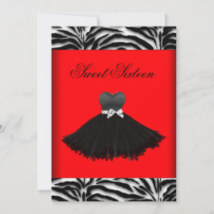 Convites Lustre Zebra Vermelho Zebra Aniversário de Sweet S