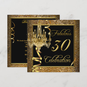 Convites Lustroso Candeeiro Preto Dourado de Celebração de