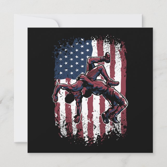 Convites LUTA americana Flag Westler Wrestle (Frente)