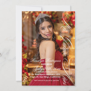 Convites Lux e elegante Photo Quinceanera Dourada