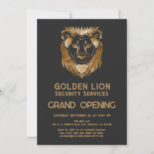 Convites Luxe Black Dourado Lion Business Logo Grande Abert