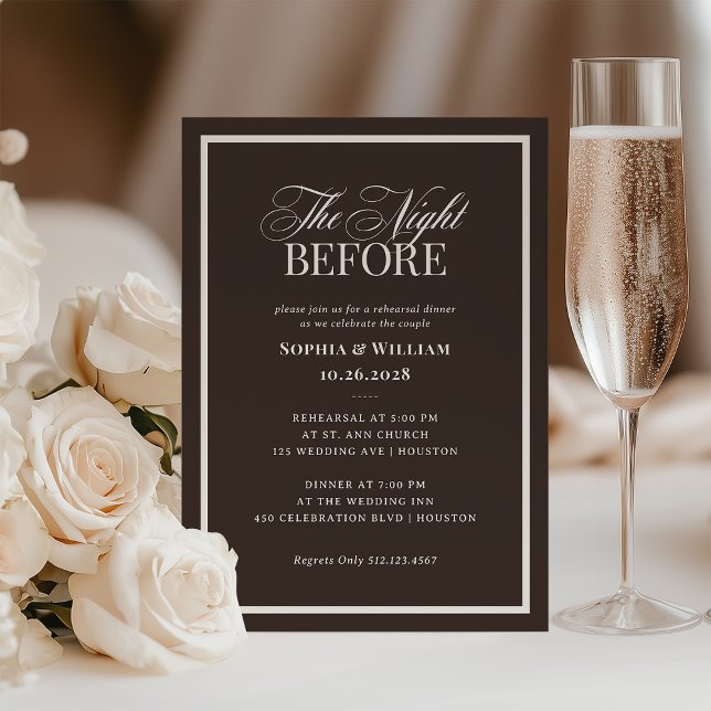 Convites Luxe Espresso Brown | Neutral Rehearsal Dinner (Criador carregado)