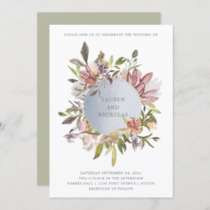 Convites Luxe Floral em Moss Casamento Elegante De Aquarel
