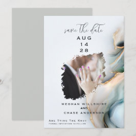 Convites Luxe Opal Teal Gold Fluid Alcohol Ink