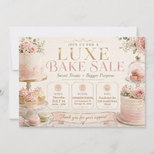 Convites Luxe Patisserie Rosa Dourado Venda de Bolos Elegan