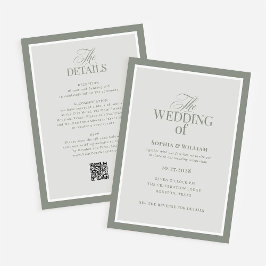 Convites Luxe Sage Green com RSVP QR Code | Casamento
