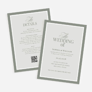 Convites Luxe Sage Green com RSVP QR Code   Casamento