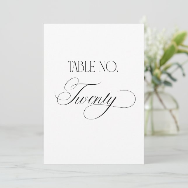 Convites Luxe Script 5x7 Wedding Table Number Twenty Sign (Em pé/Frente)