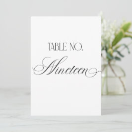 Convites Luxe Script Wedding Table Number Nineteen Sign