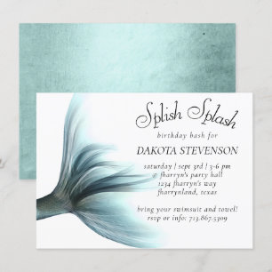 Convites Luxe Turquoise Sereia Pastel Quinceanera